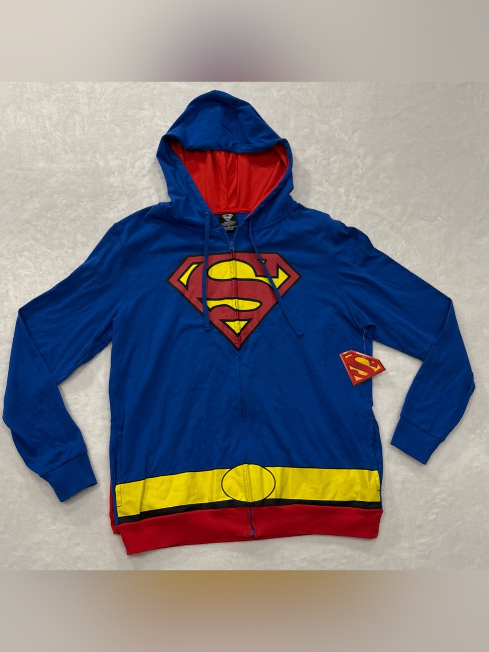 DC Comics Superman Blue Red Yellow Zip-Up Hoodie Jacket